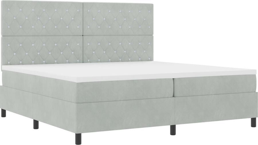 VidaXL Boxspringbed met Matras & LED Lichtgrijs 200x200 cm Fluweel