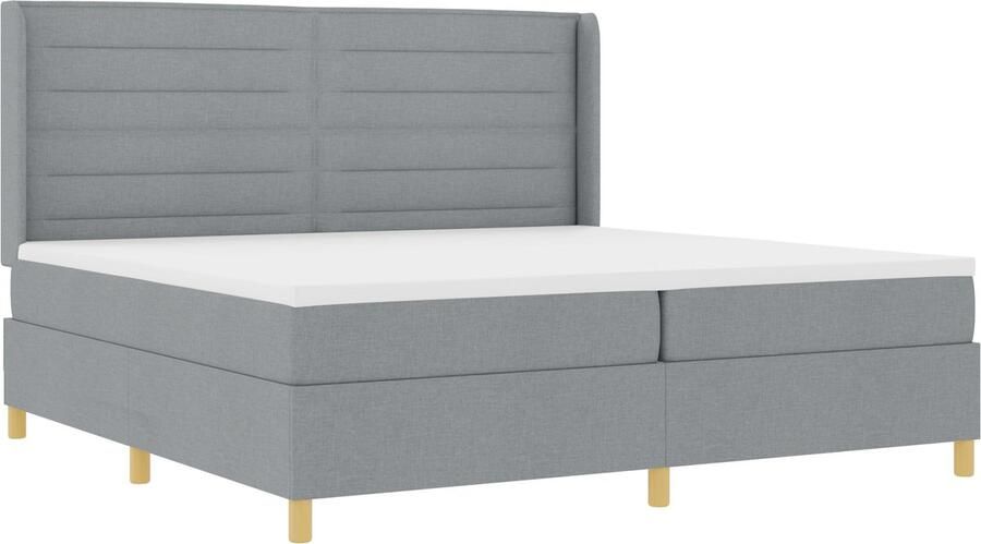 VidaXL Boxspringbed met Matras & LED Lichtgrijs 200x200 cm Stof