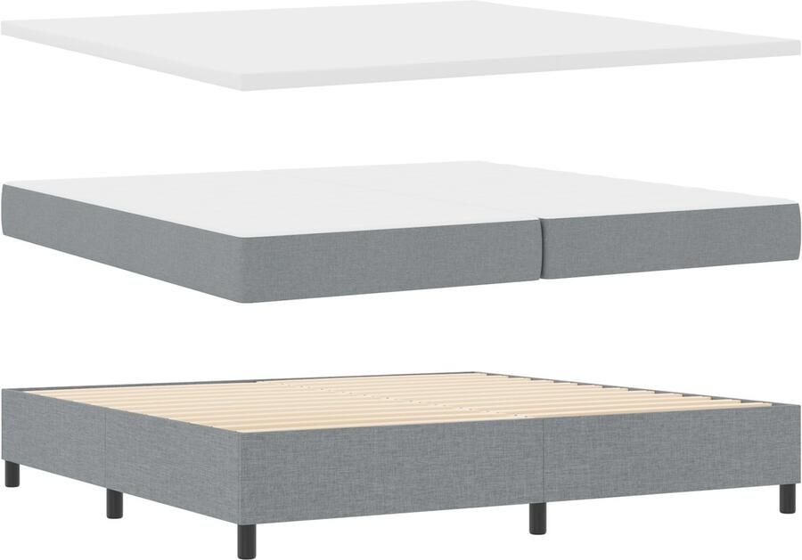 VidaXL Bedframe met Matras Set van 2 Grijs Stof 200 x 200 cm Bedframe