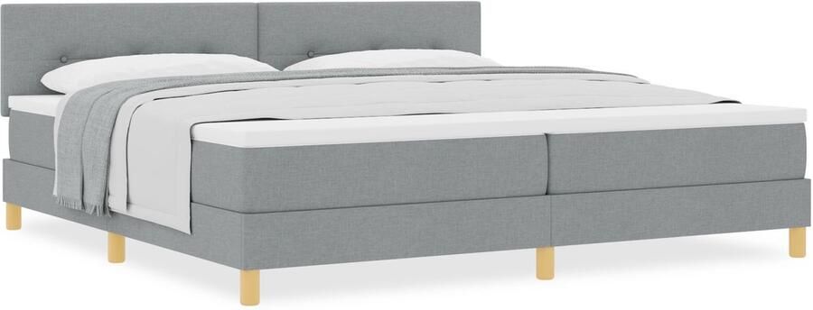 VidaXL Boxspring bed met matras Lichtgrijs 200 x 200 cm Stof - Foto 2