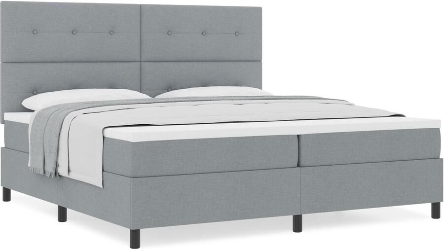 VidaXL Bedframe met Matras Lichtgrijs Stof 200 x 200 cm Matras - Foto 2