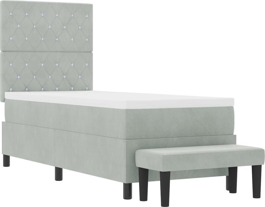 VidaXL Boxspring Bed met Matras & Bank Lichtgrijs 80x200 cm Fluweel