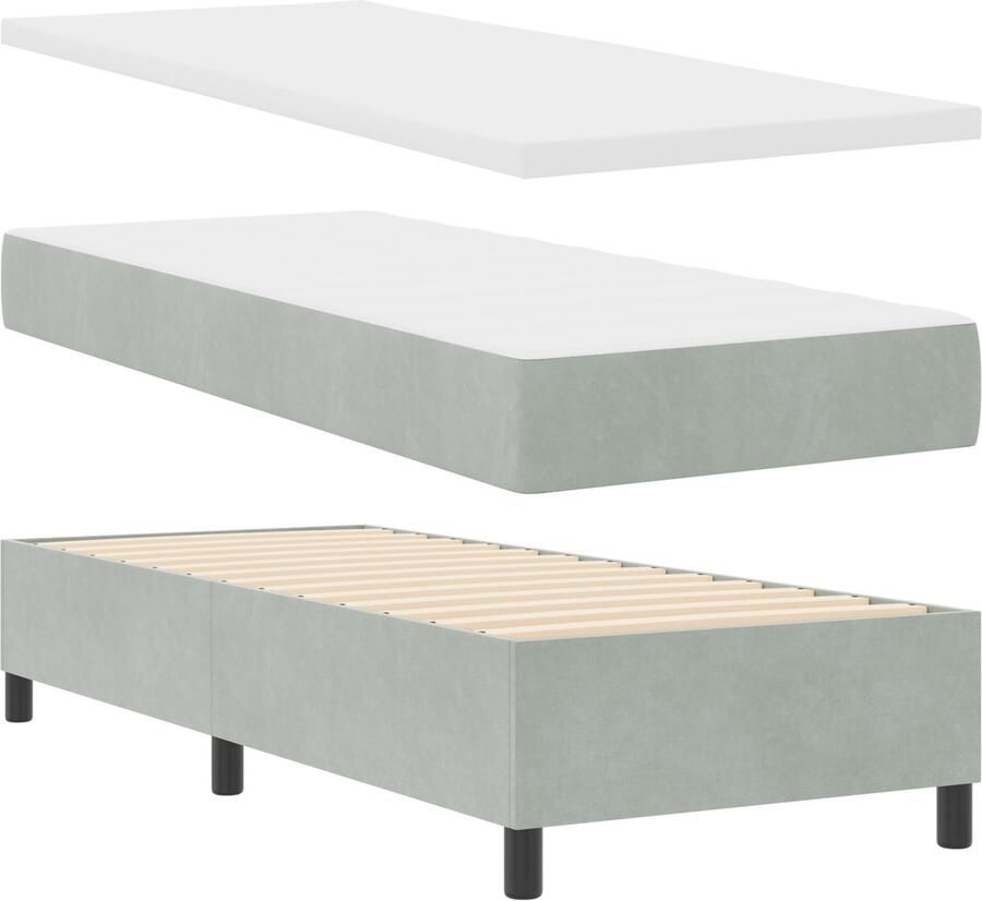 VidaXL Boxspringbed met Matras & Bank Lichtgrijs 80x200 cm Fluweel