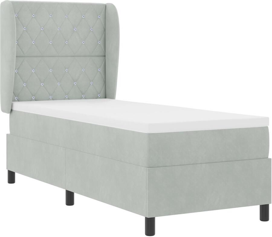 VidaXL Boxspring bed met matras Lichtgrijs 80 x 200 cm Fluweel