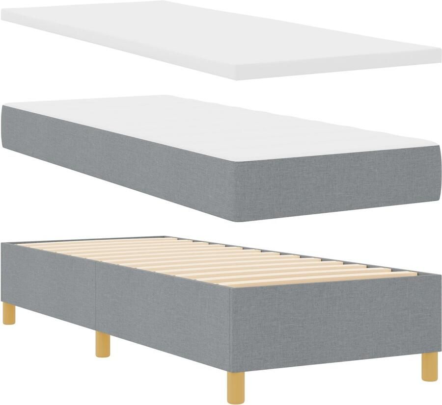 VidaXL Boxspring Bed met Matras & Bank Lichtgrijs 80x200 cm Stof