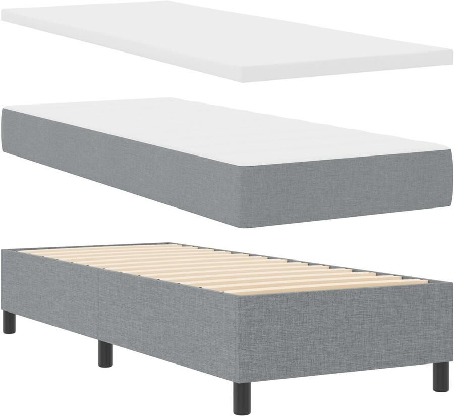 VidaXL Boxspring Bed met Matras en Bank Lichtgrijs 80x200 cm Stof