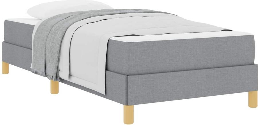 VidaXL Boxspring bed met matras Lichtgrijs 90 x 190 cm Stof - Foto 2