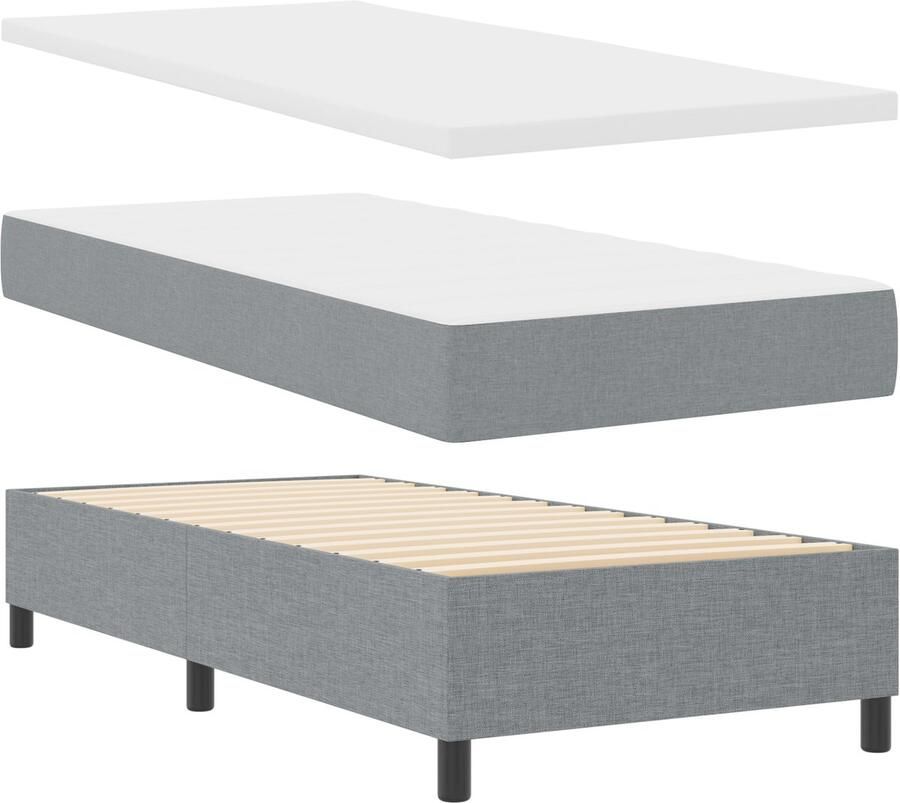 VidaXL Boxspringbed met Matras & Bank Licht Grijs 100x200 cm Stof