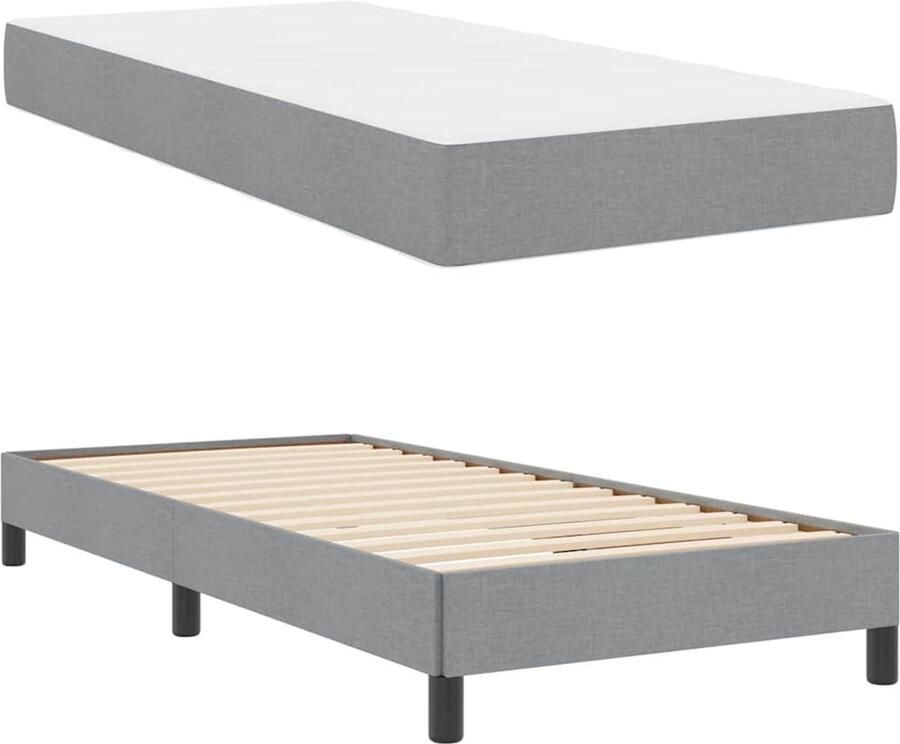 VidaXL Boxspring bed met matras Lichtgrijs 90 x 190 cm Stof