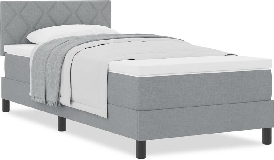 VidaXL Boxspringbed met matras met matras Lichtgrijs 90 x 190 cm Stof