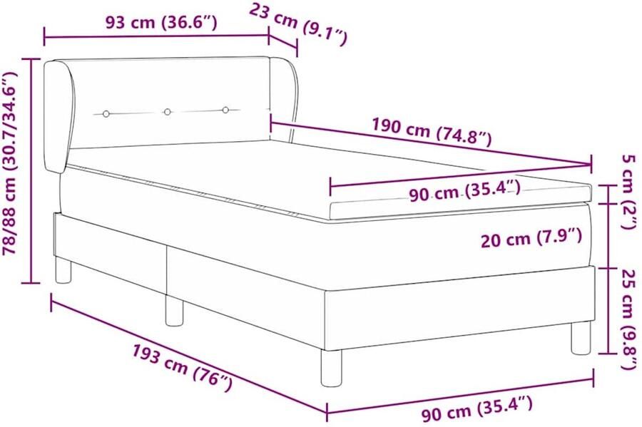 VidaXL Boxspring Bed met Matras Donkerblauw 90x190 cm Fluweel - Foto 2