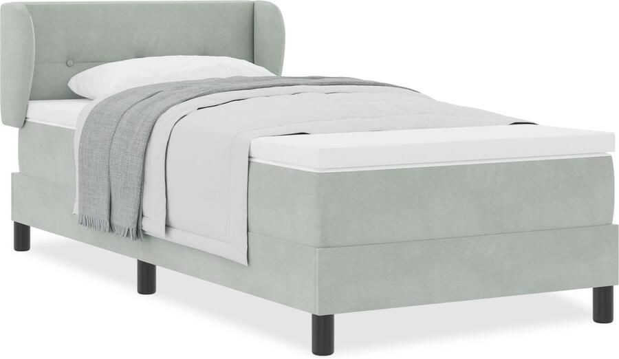 VidaXL Boxspringbed met Matras Donkergrijs 80x200 cm Fluweel - Foto 2