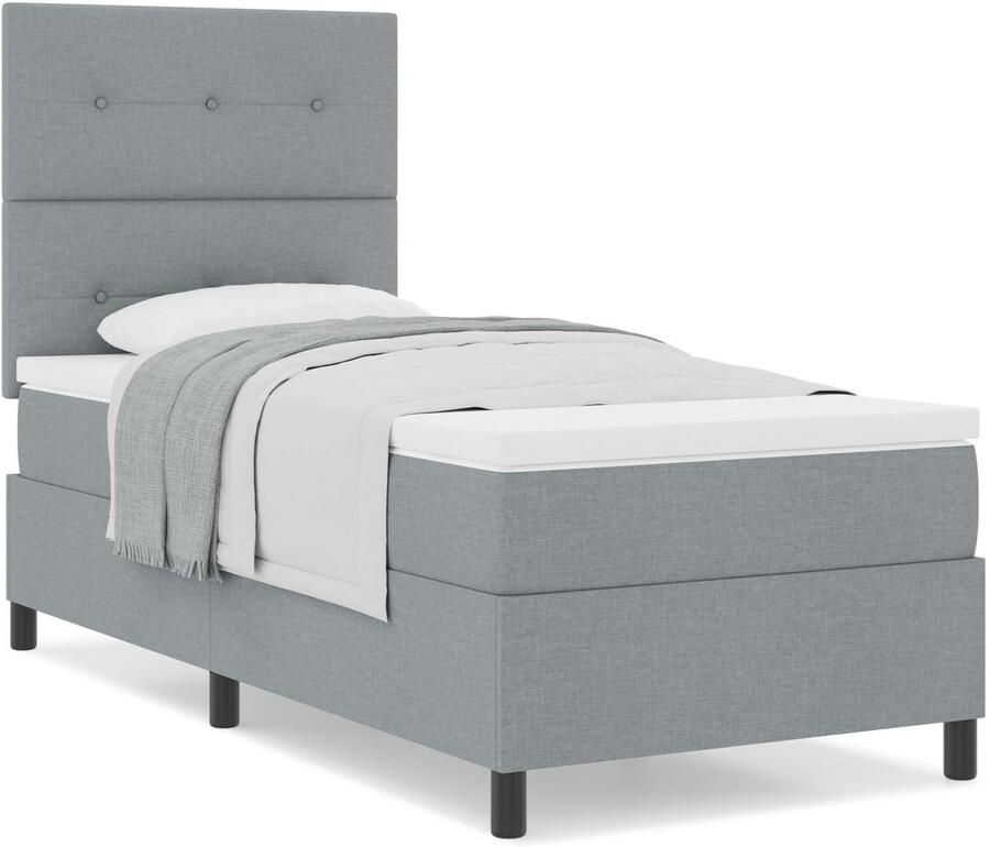 VidaXL Boxspring Bed met Matras Lichtgrijs 80x200 cm Stof - Foto 2