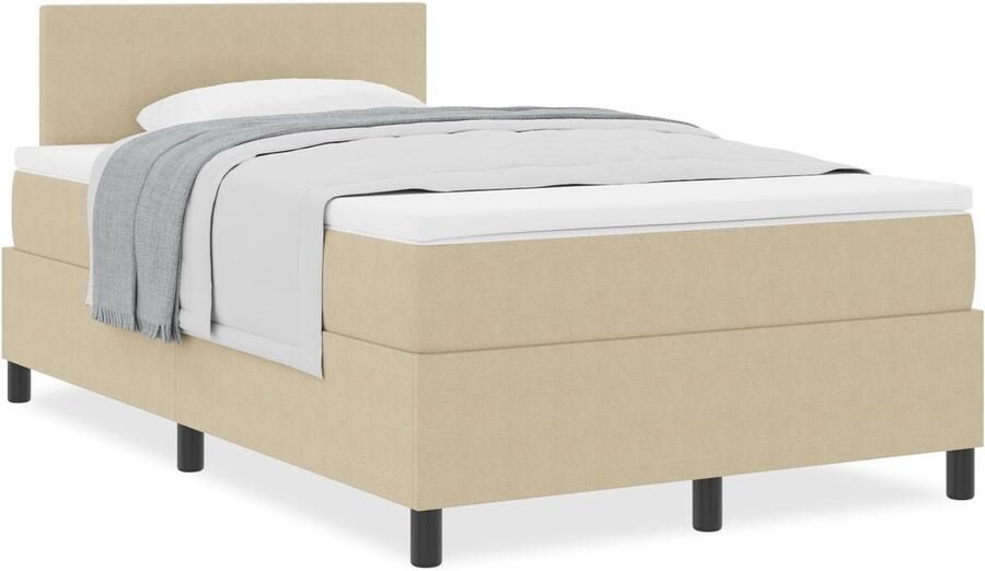 VidaXL Boxspring Bed met Matras lichtgroen grijs 120x200 cm Corduroy Stof - Foto 2