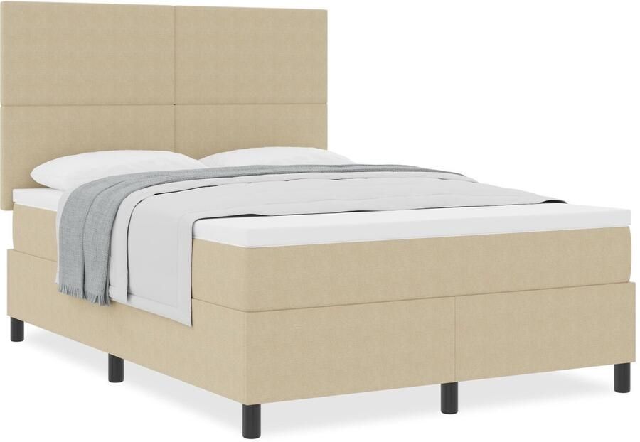 VidaXL Boxspring Bed met Matras Lichtgroen Grijs 160x200 cm Ribfluweel Stof