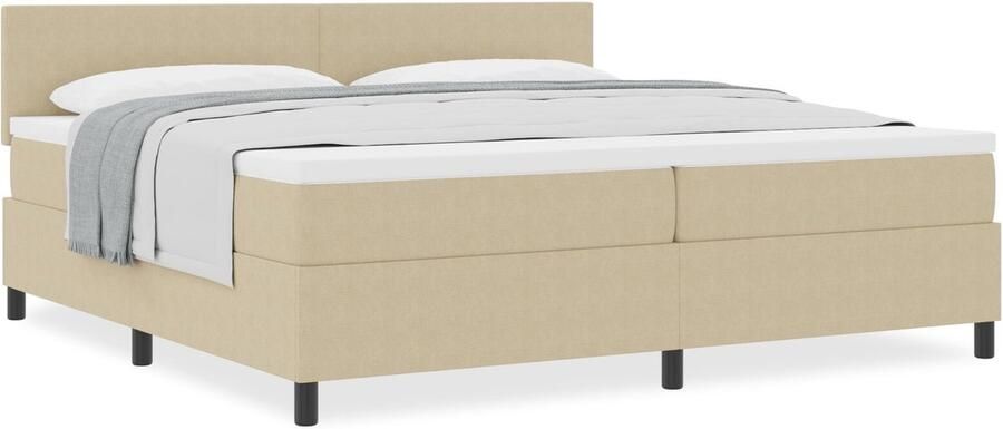 VidaXL Boxspring Bed met Matras Lichtgroen Grijs 200x200 cm Corduroy Stof - Foto 2