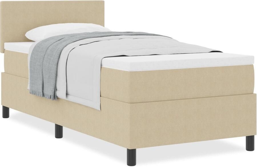 VidaXL Boxspringbed met Matras in Lichtgroen en Grijs 90 x 200 cm Zachte Corduroystof - Foto 3