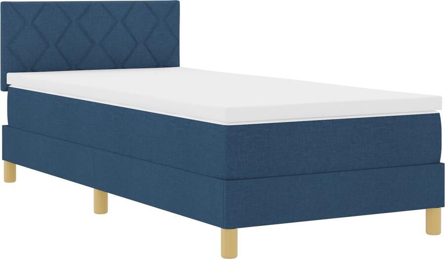 VidaXL Boxspring bed met matras met hoofdeinde Blauw 90 x 200 cm Stof