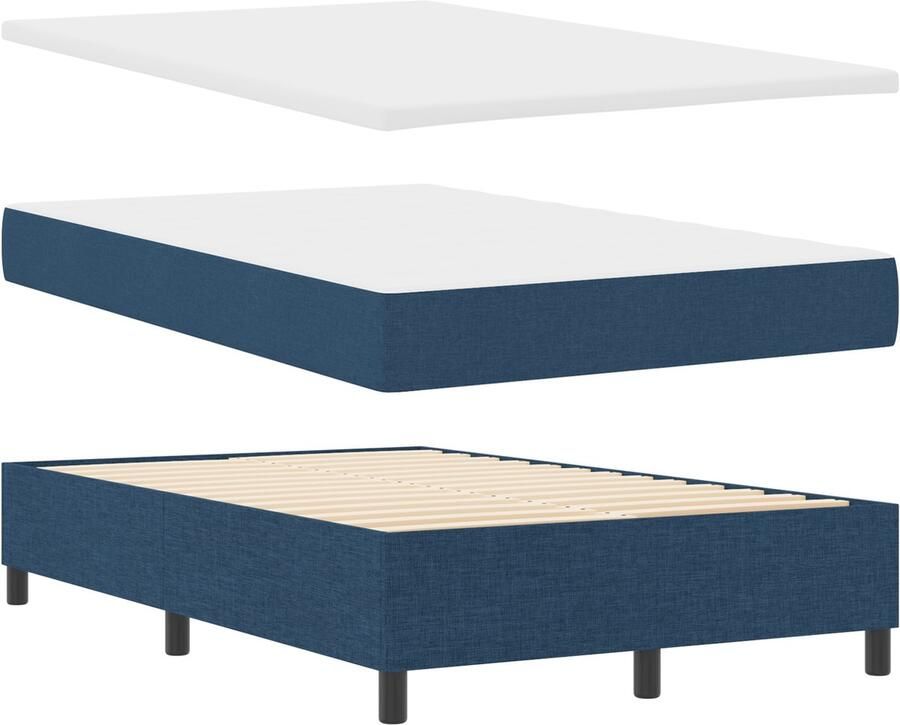 VidaXL Boxspring bed met matras met hoofdeinde Blauw 120 x 200 cm Stof