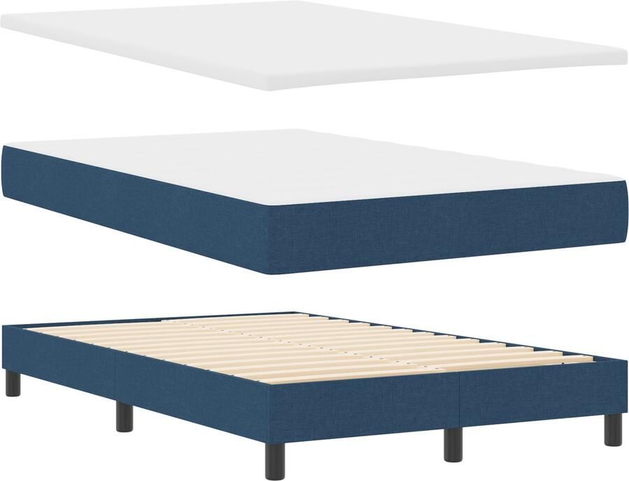 VidaXL Boxspring bed met matras met hoofdeinde Blauw 120 x 190 cm Stof