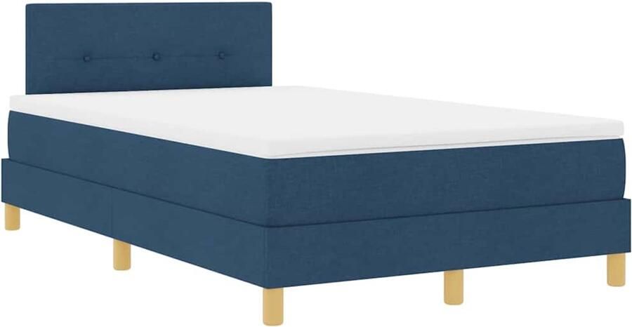 VidaXL Boxspring bed met matras met hoofdeinde Blauw 120 x 190 cm Stof