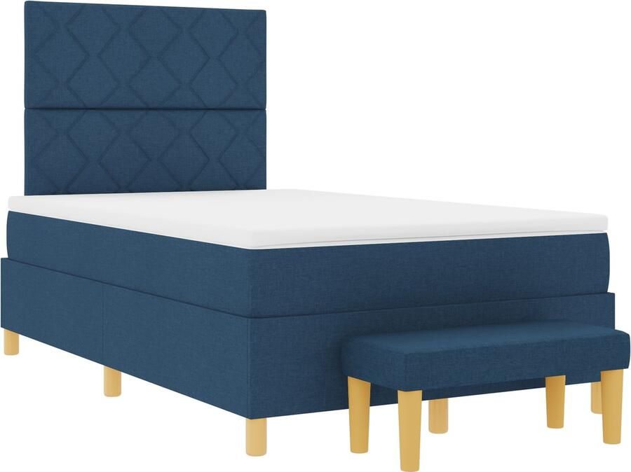 VidaXL Boxspring bed met matras met hoofdeinde Blauw 120 x 190 cm Stof