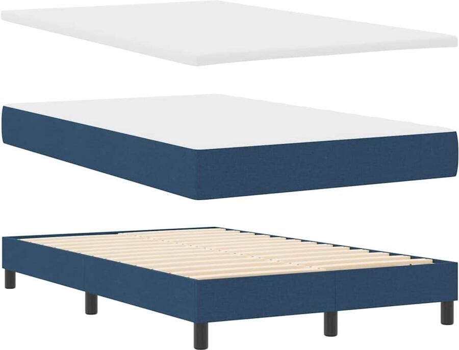 VidaXL Boxspring bed met matras met hoofdeinde Blauw 120 x 190 cm Stof