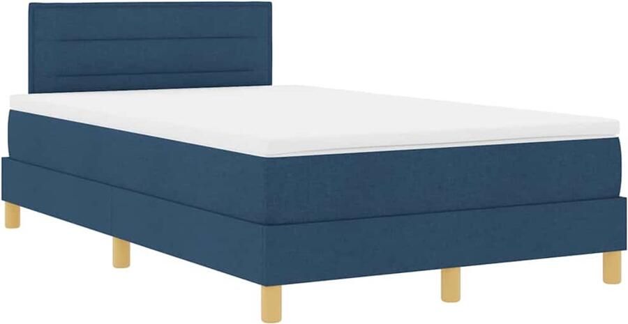 VidaXL Boxspring bed met matras met hoofdeinde Blauw 120 x 190 cm Stof
