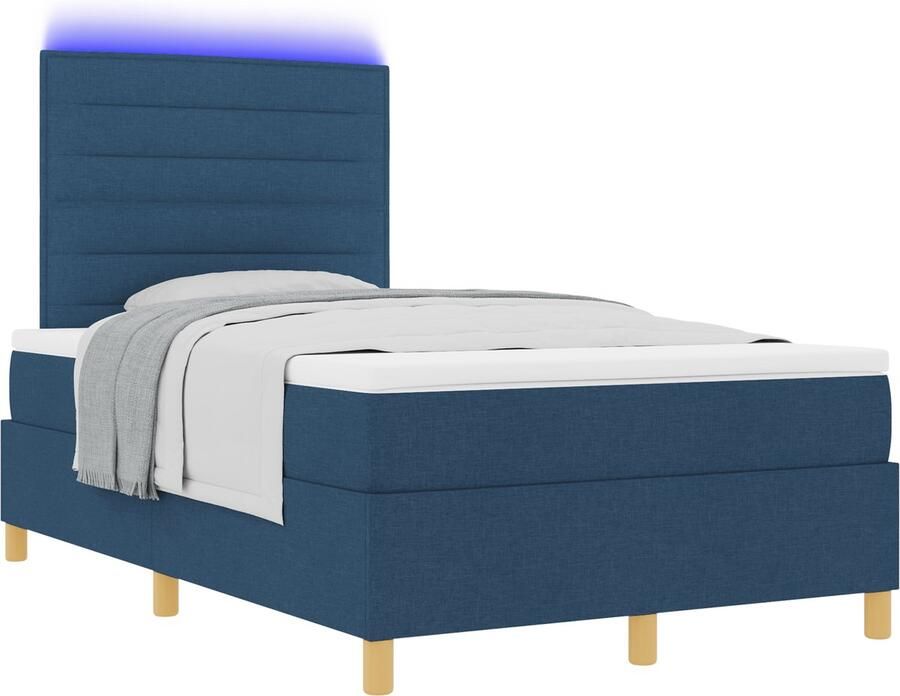 VidaXL Boxspring bed met matras met hoofdeinde Blauw 120 x 190 cm Stof