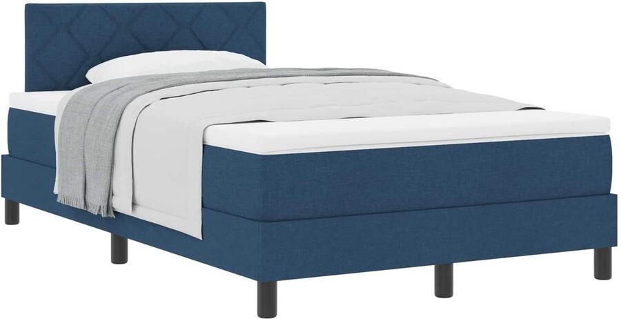 VidaXL Boxspring bed met matras met hoofdeinde Blauw 120 x 190 cm Stof - Foto 2