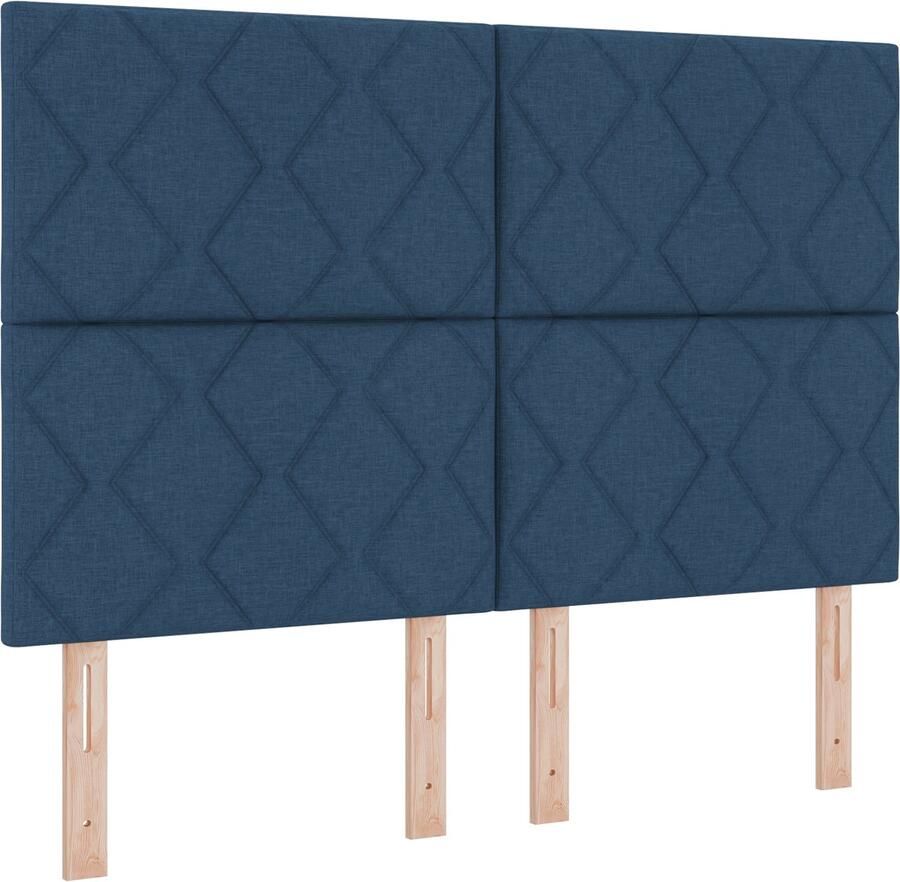 VidaXL Boxspringbed met matras en LED-verlichting marineblauw 140 x 190 cm stof