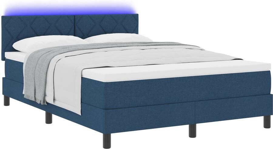 VidaXL Boxspring bed met matras met hoofdeinde Blauw 160 x 200 cm Stof