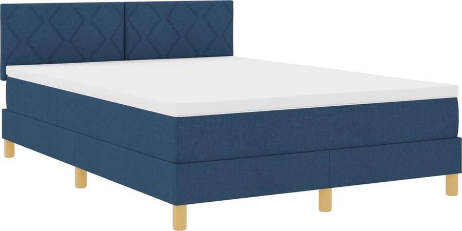 VidaXL Boxspring bed met matras met hoofdeinde Blauw 160 x 200 cm Stof