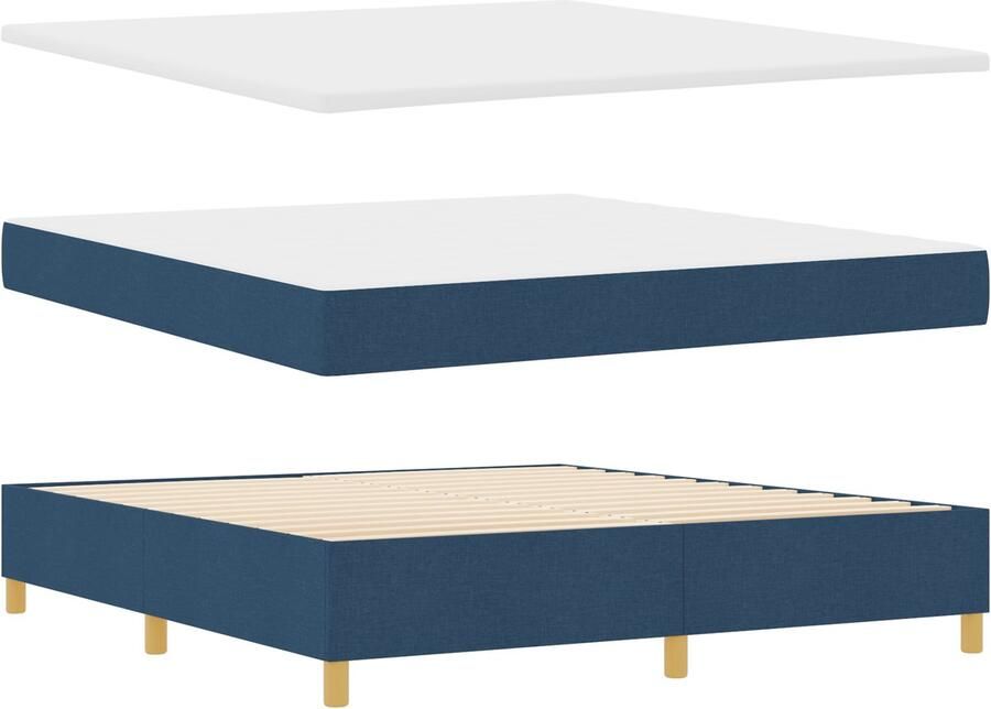 VidaXL Boxspring bed met matras met hoofdeinde Blauw 180 x 200 cm Stof