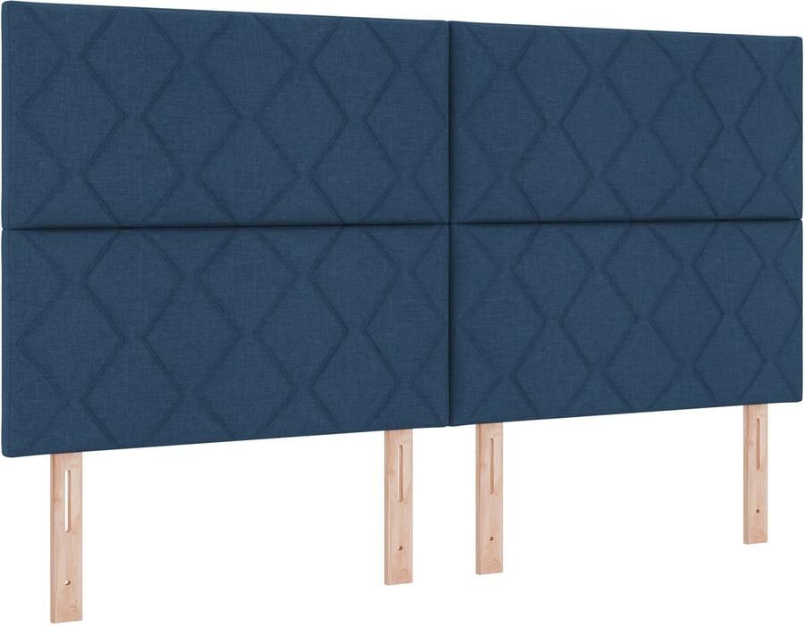 VidaXL Boxspring bed met matras met hoofdeinde Blauw 180 x 200 cm Stof