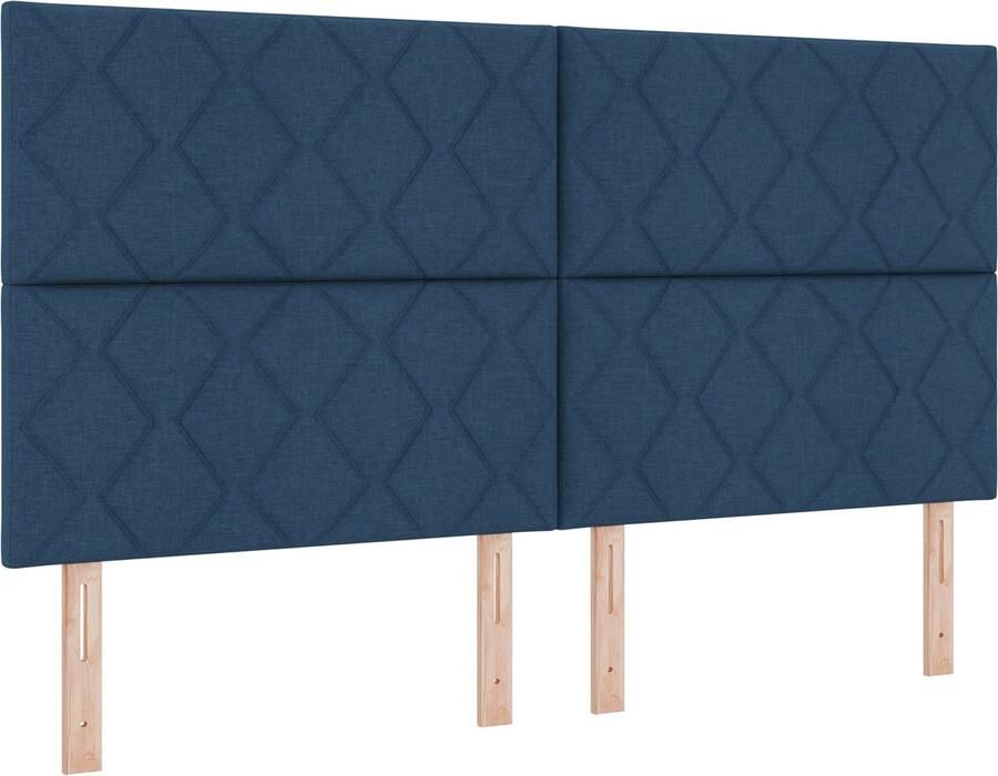VidaXL Boxspring bed met matras met hoofdeinde Blauw 180 x 200 cm Stof