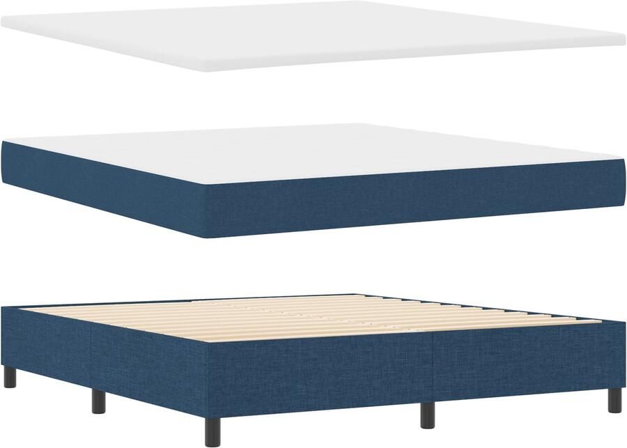 VidaXL Boxspring bed met matras met hoofdeinde Blauw 180 x 200 cm Stof - Foto 2