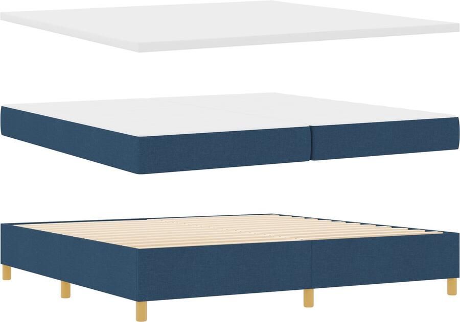 VidaXL Boxspring bed met matras met hoofdeinde Blauw 200 x 200 cm Stof