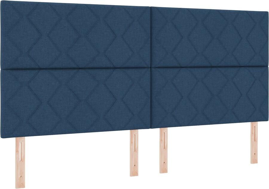 VidaXL Stoffen Hoofdbord Geometrisch met hoofdeinde Blauw 200 cm Stof