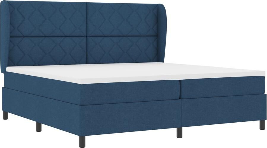 VidaXL Boxspring bed met matras met hoofdeinde Blauw 200 x 200 cm Stof