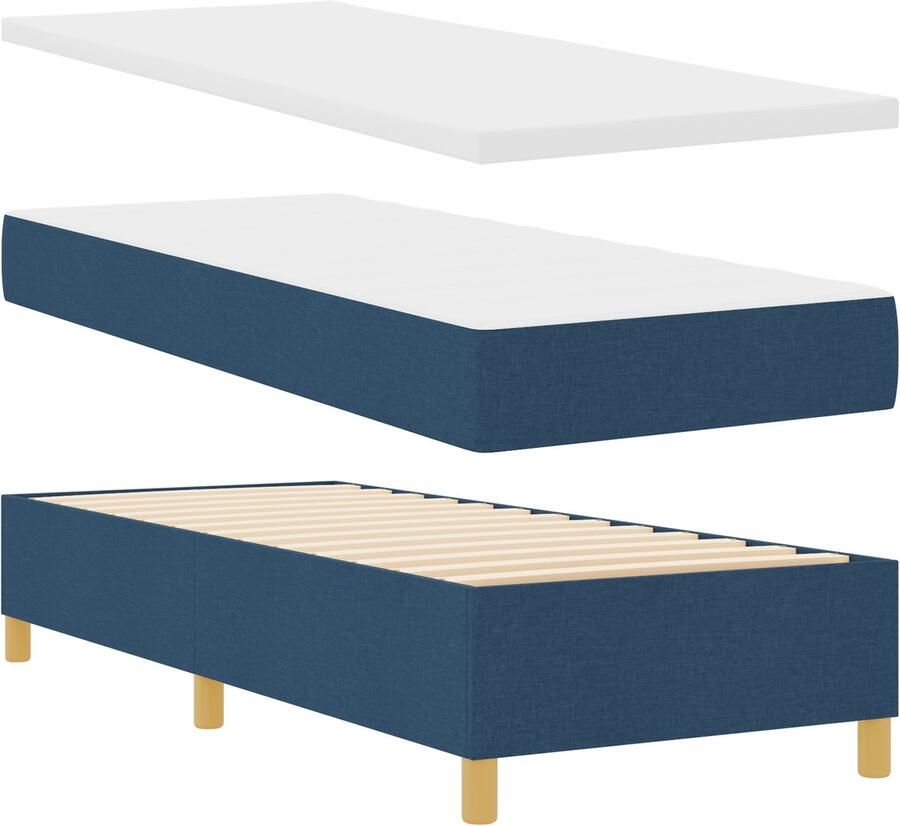 VidaXL Boxspring bed met matras met hoofdeinde Blauw 80 x 200 cm Stof
