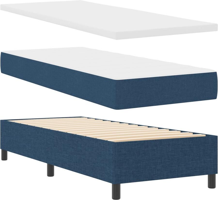 VidaXL Boxspring bed met matras met hoofdeinde Blauw 80 x 200 cm Stof