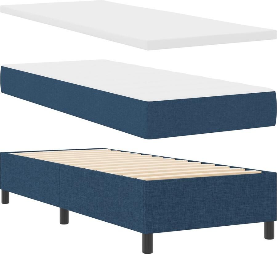 VidaXL Boxspring bed met matras met hoofdeinde Blauw 80 x 200 cm Stof