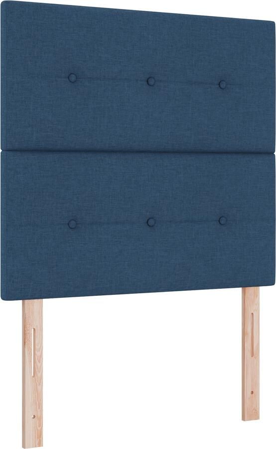 VidaXL Boxspring bed met matras met hoofdeinde Blauw 90 x 200 cm Stof