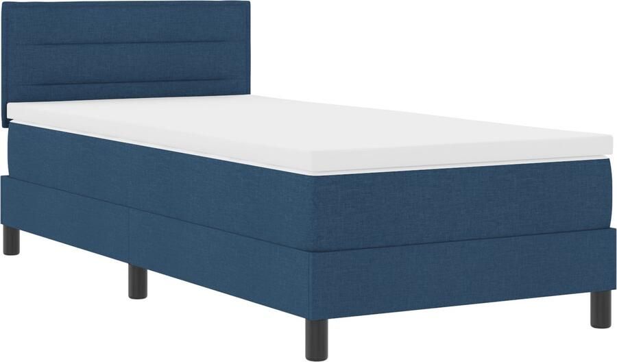 VidaXL Boxspring bed met matras met hoofdeinde Blauw 90 x 190 cm Stof