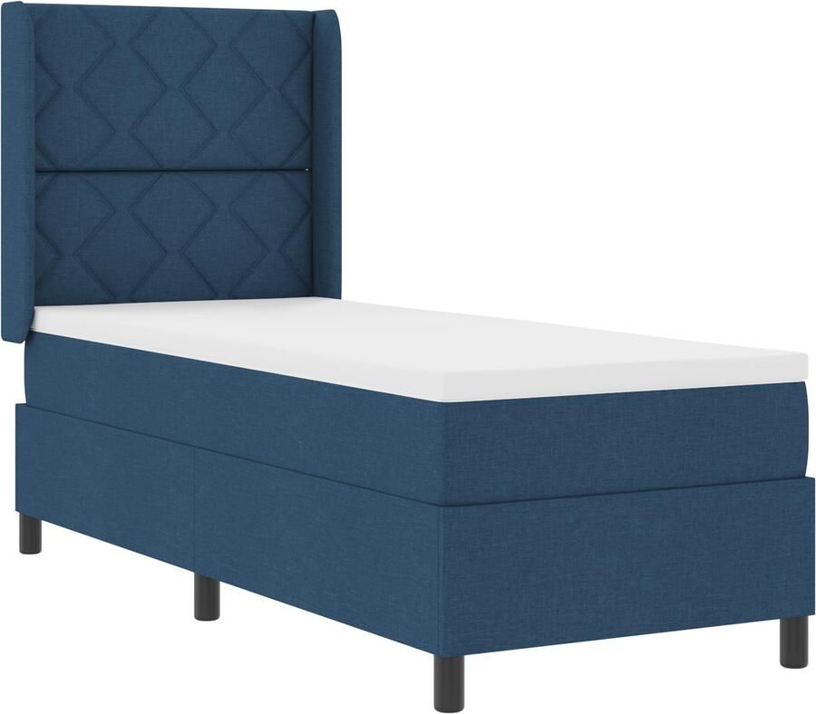 VidaXL Boxspring bed met matras met hoofdeinde Blauw 90 x 190 cm Stof