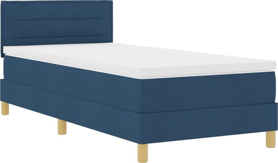 VidaXL Boxspring bed met matras met hoofdeinde Blauw 100 x 200 cm Stof
