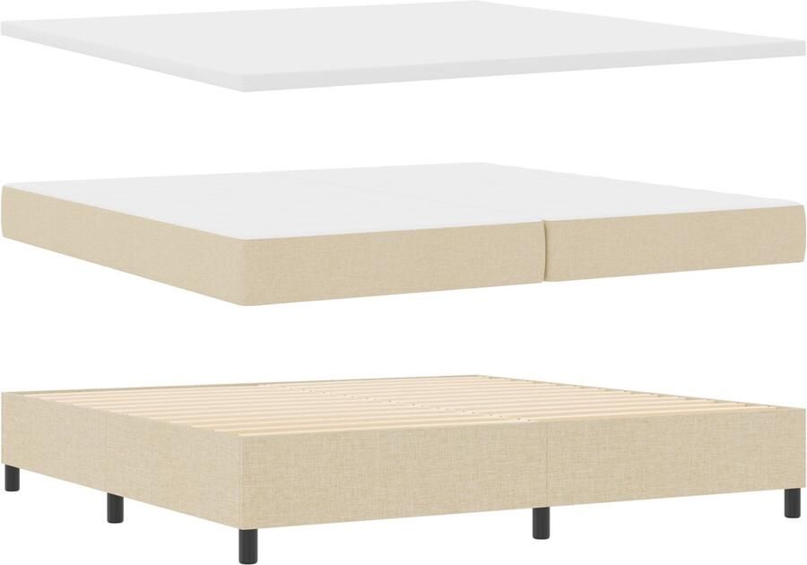 VidaXL Bedframe met Matras Set van 2 Beige Stof 200 x 200 cm Bedframe
