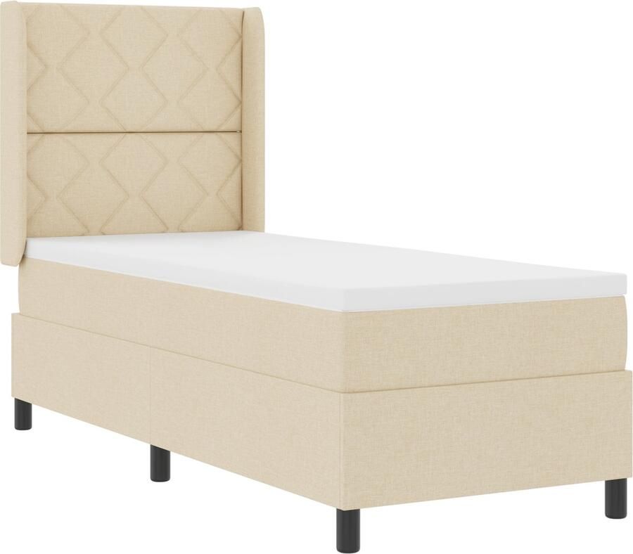 VidaXL Boxspring bed met matras met hoofdeinde Crème 90 x 190 cm Stof