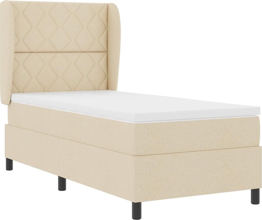 VidaXL Boxspring bed met matras met hoofdeinde Crème 90 x 200 cm Stof